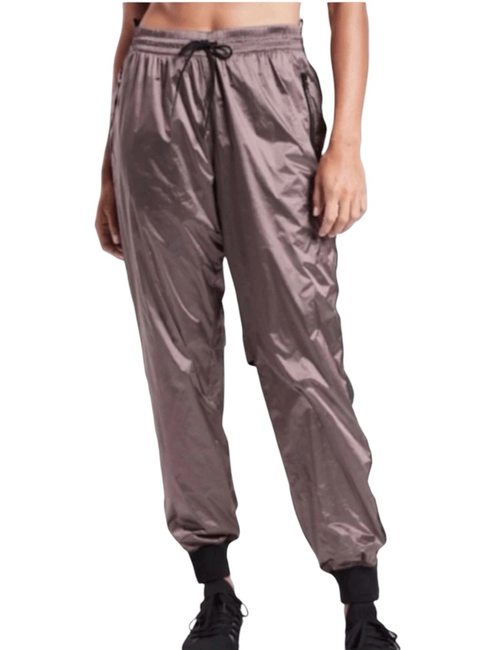 Athleta Allyson Felix Legend Luxe Track Pants Medium Tall Metallic Floral Mauve